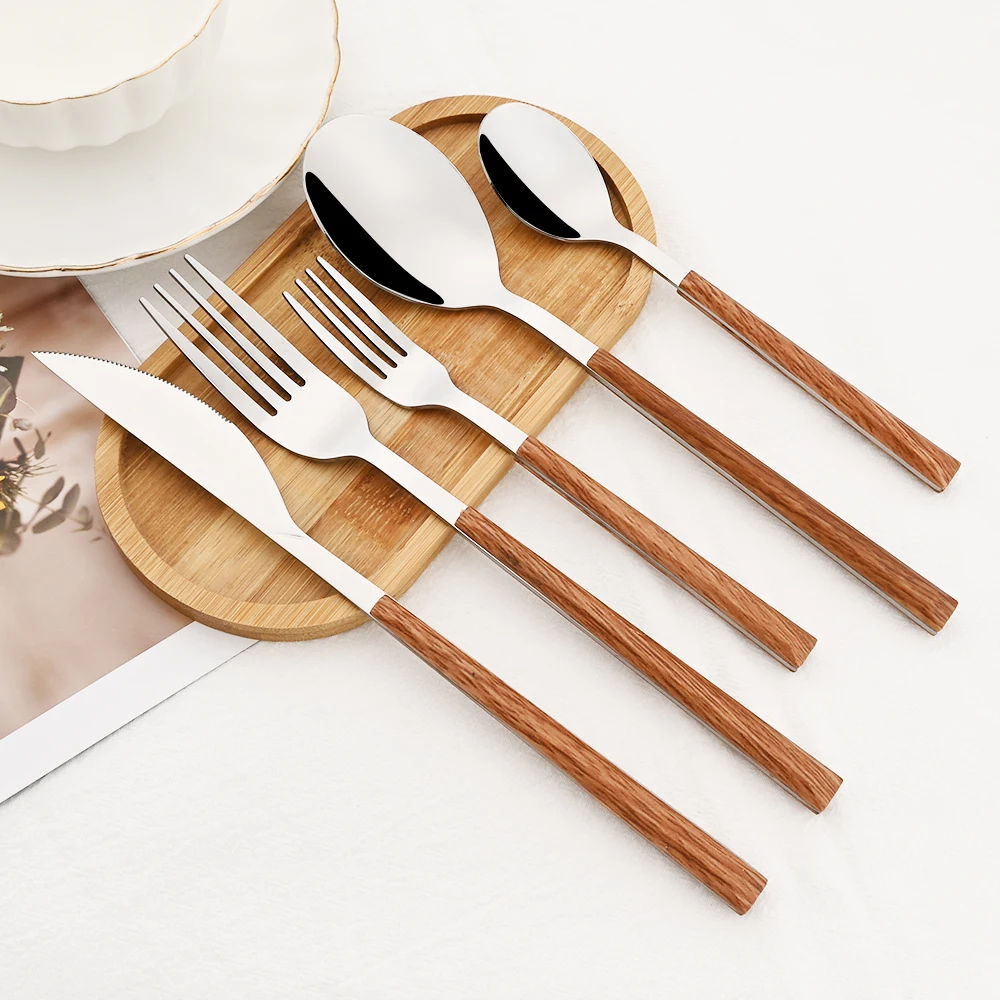 16/24/30Pcs Stainless Steel Im - đánh giá và giá Bamboo Cutlery